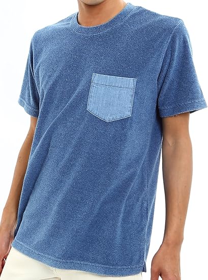 Amazon インプローブス ｔシャツ インディゴ パイル デニム ポケット 半袖 Uネック カットソー メンズ Tシャツ カットソー 通販