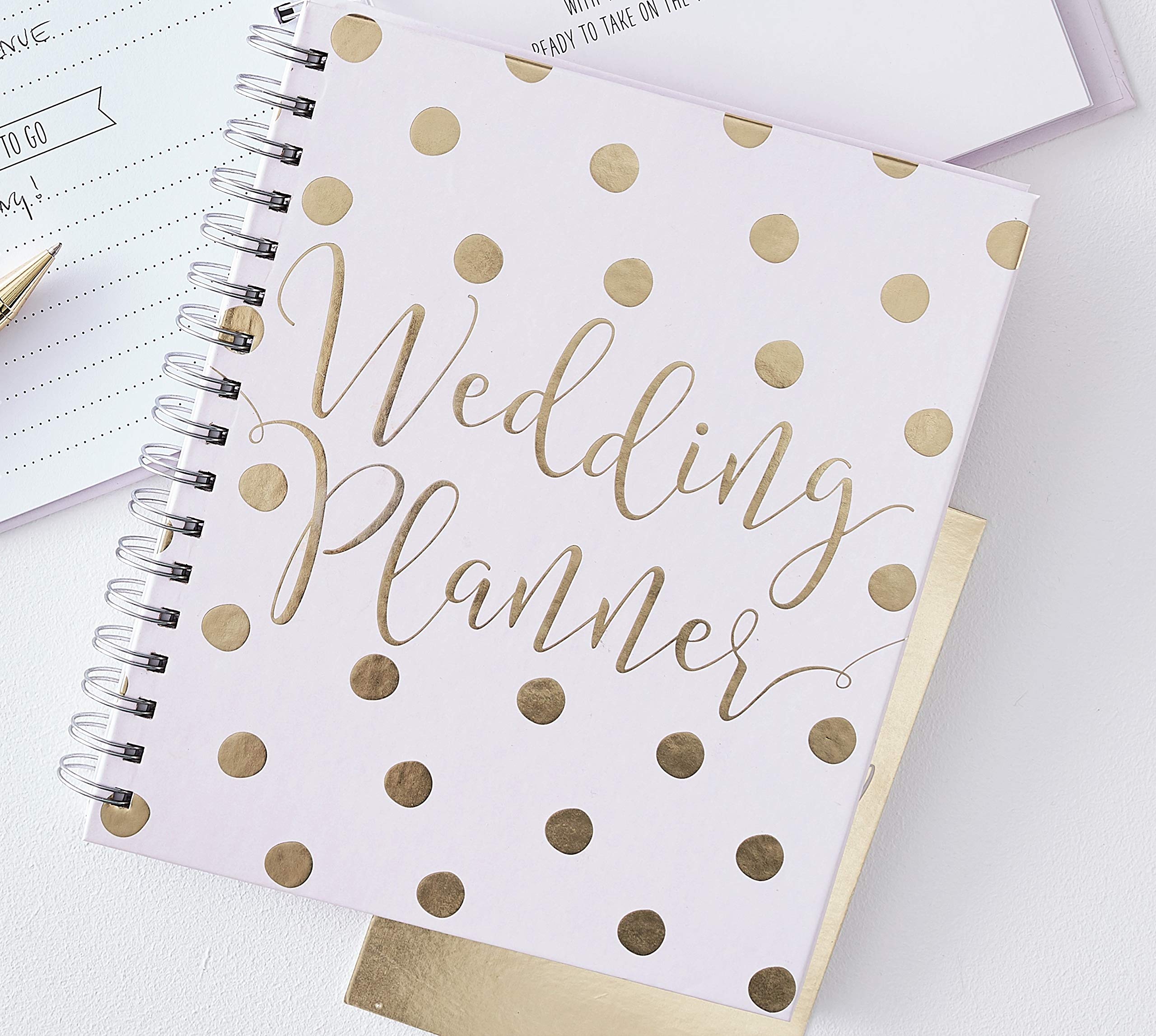 Ginger Ray Gold Foiled Pink & Gold Foil Wedding Planner Organiser - 70 Pages Engagement Gift - Gold Wedding