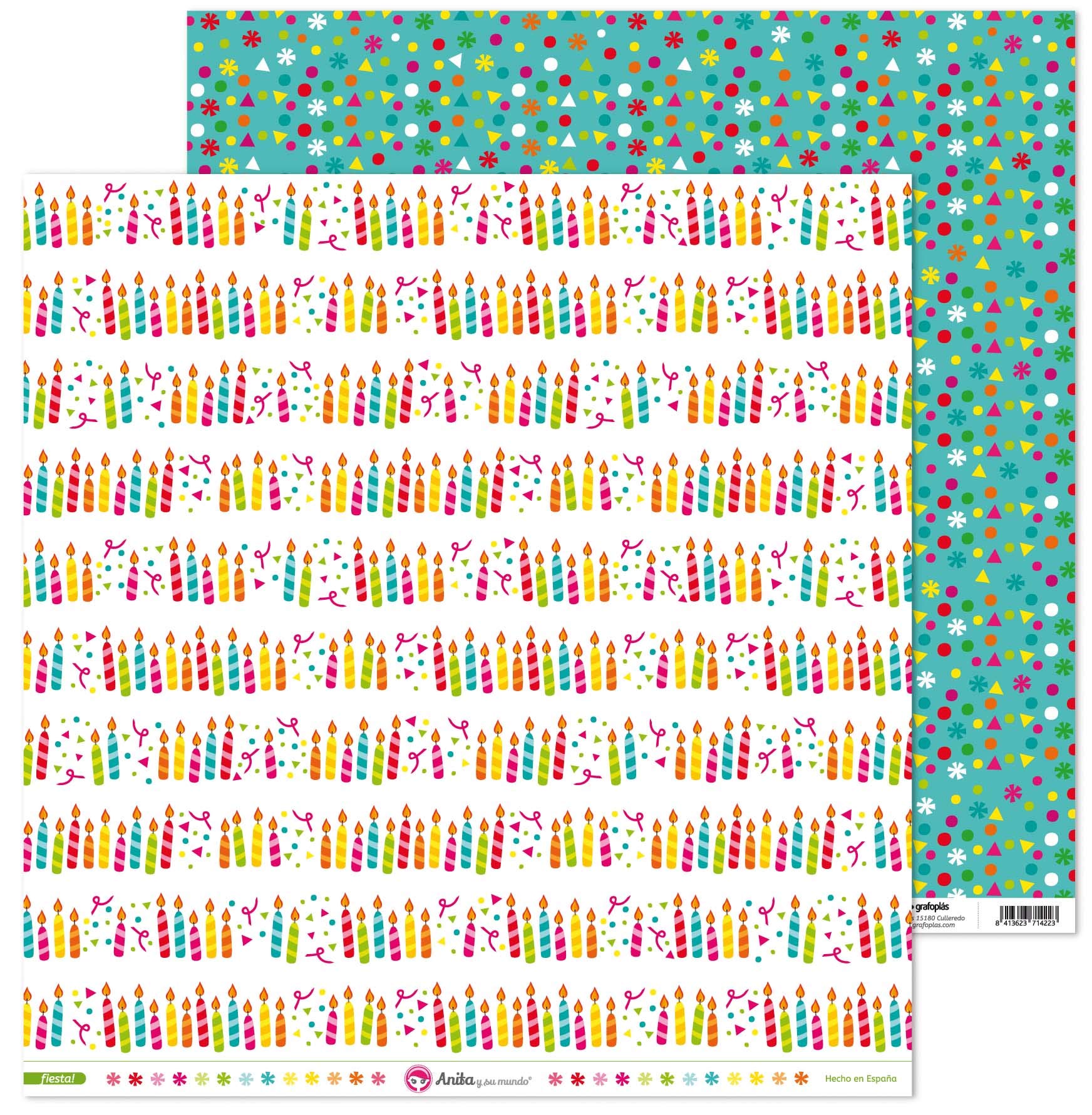 Anita and Su Mundo Collection Party Scrapbooking Papers, Paper, Candles, 12" x 12"