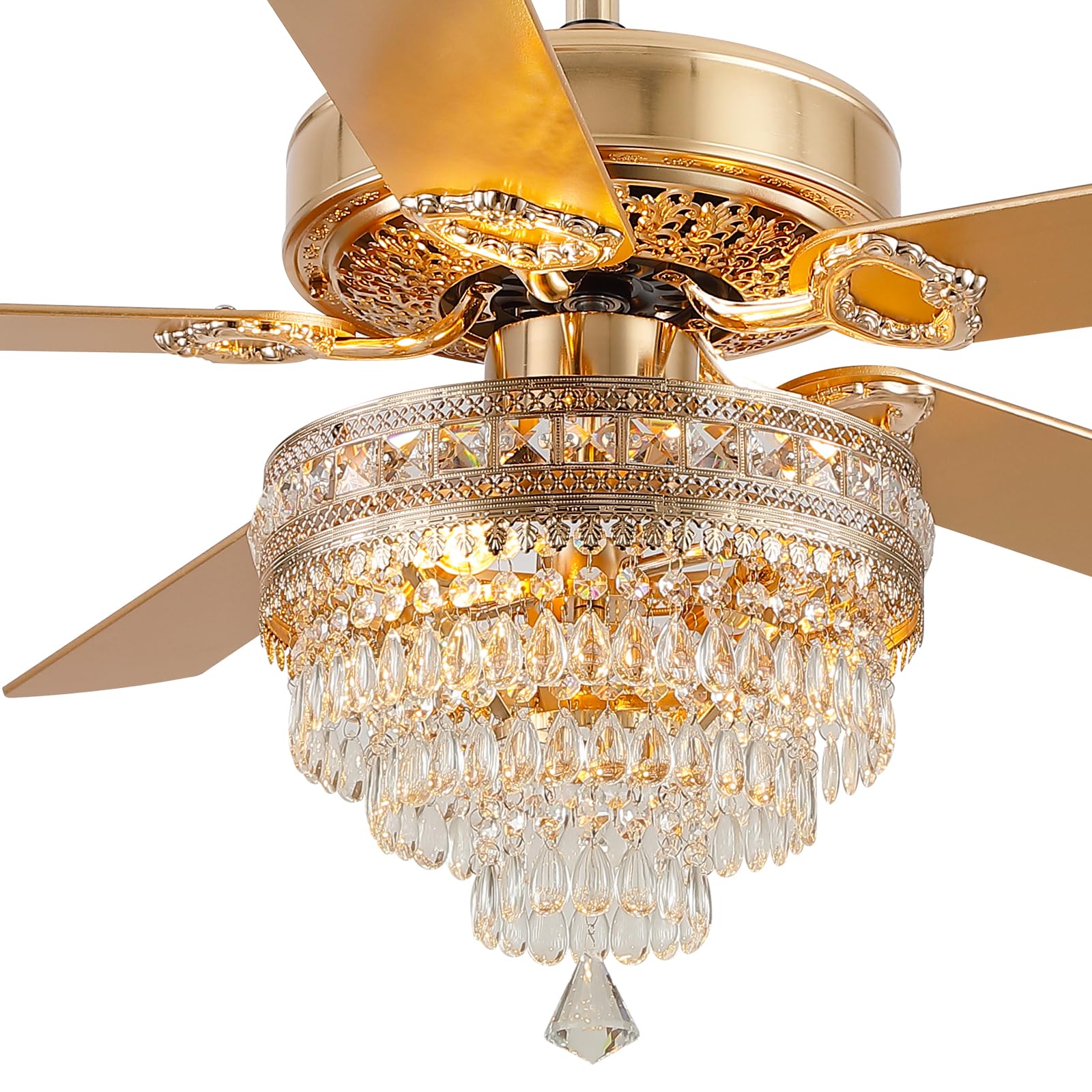 Crystal Ceiling Fan Fandelier with Lights - 52