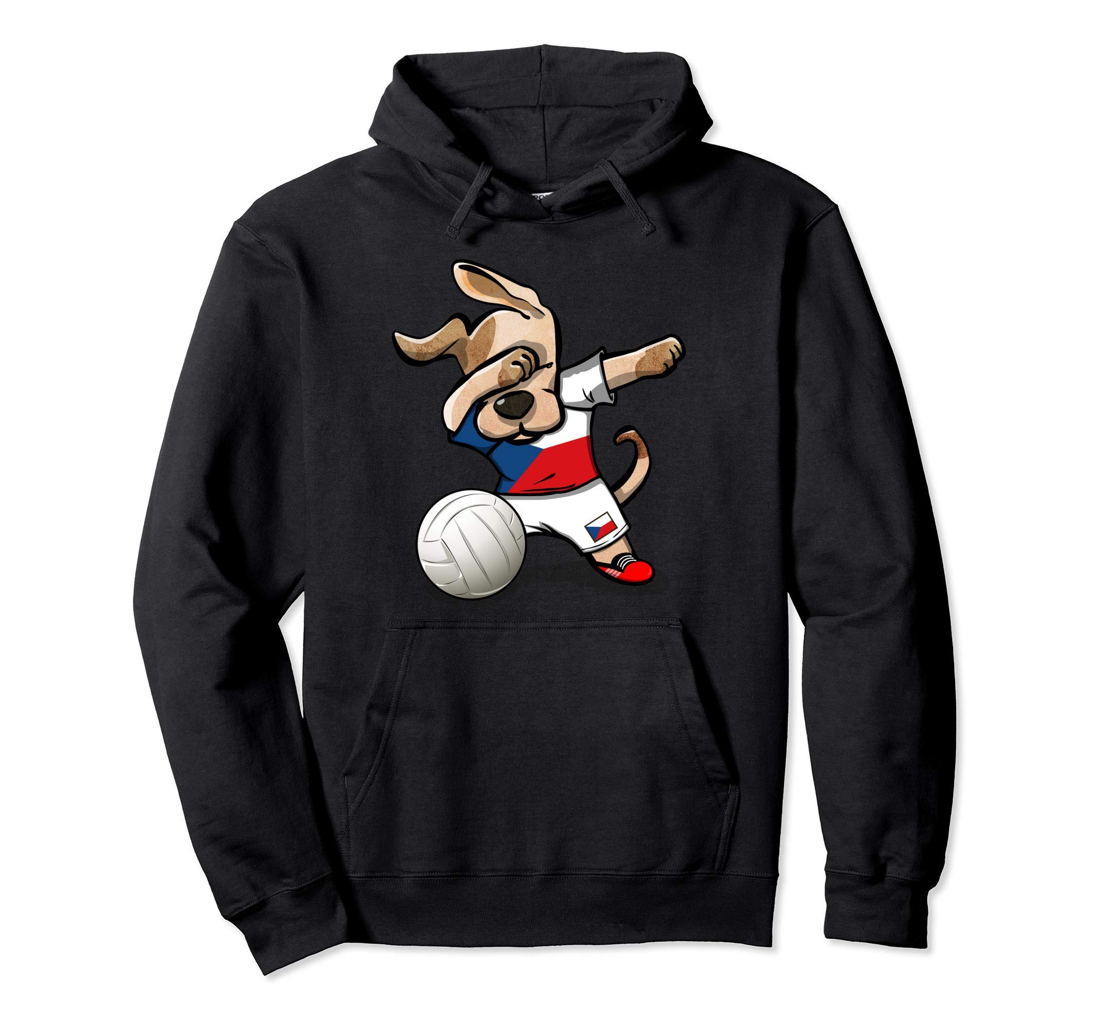Dabbing Dog Proud Czech Republic Volleyball Lover Czech Flag Pullover Hoodie
