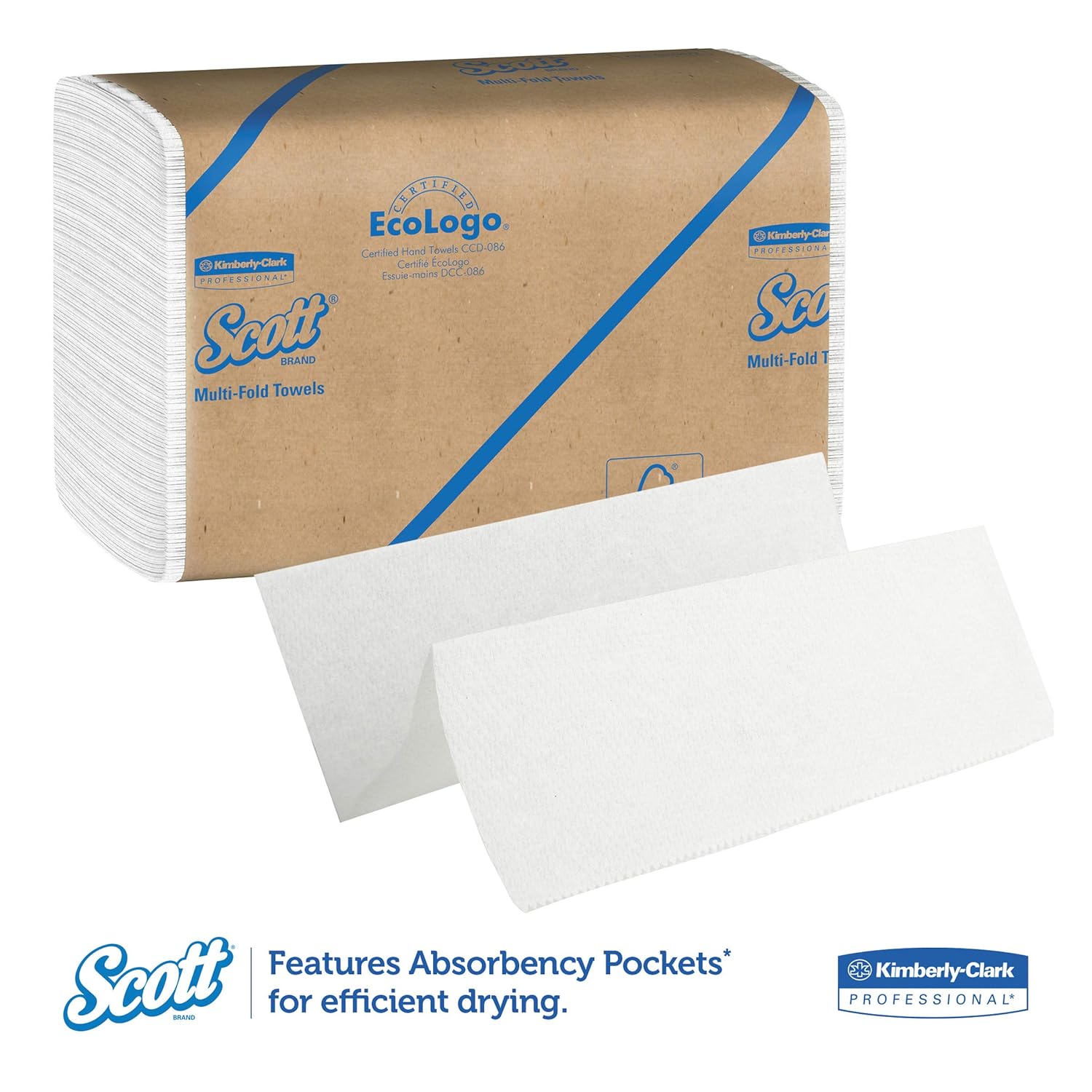 Scott Essential Multifold Paper Towels (01840) with Fast-Drying Absorbency Pockets, White, 16 Clips / Case, 250 Sheets / Clip, 4, 000 Towels / Case: Industrial & Scientific