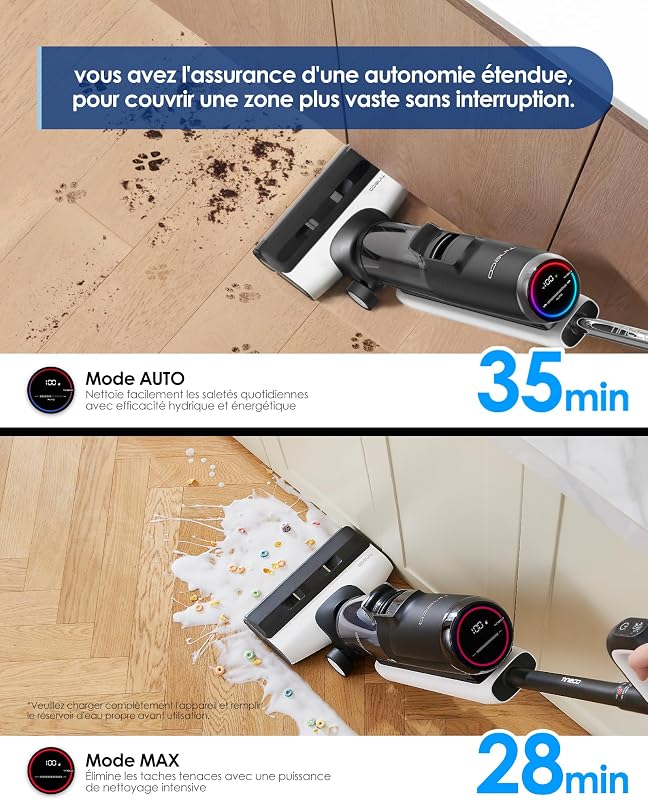 Floor One S5 Aspirateur Laveur, Nettoyage des Bords, Autonettoyage