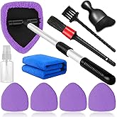 Qydipclin 10pcs Windshield Cleaning Tool Inside Car Window Cleaner Wash Kit with 4 Reusable Microfiber Pads 1 Spray Bottle and Extendable Handle Interior Auto Glass Wiper Kit, Purple