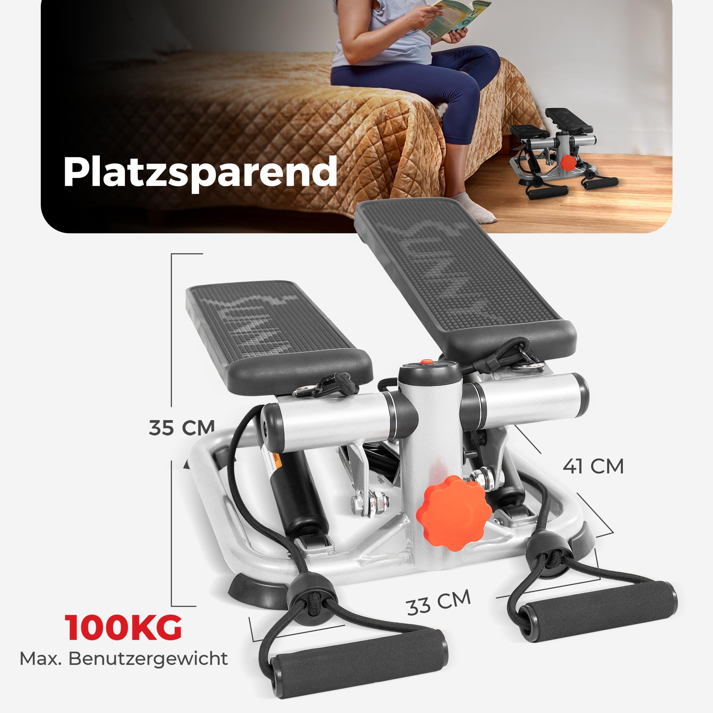 Sunny Health & Fitness Stepper für zuhause, Low-Impact Übung Stepper für Ganzkörpertraining mit Widerstandsbändern - SF-S0978 6