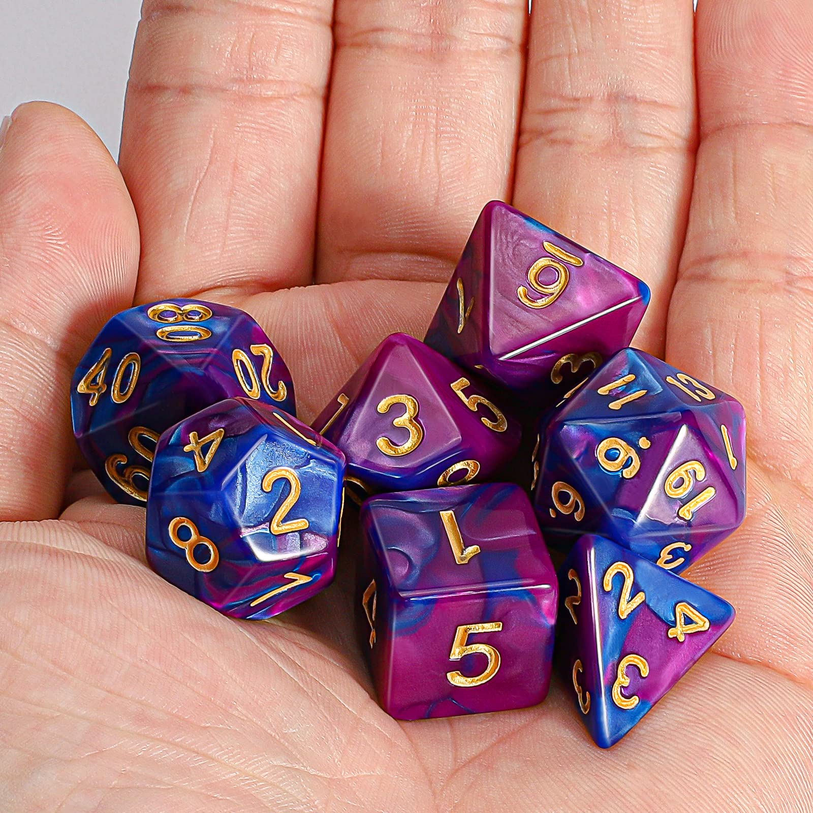 CiaraQ DND Polyhedral Dice Set with a Black Dice Bag for D&D RPG MTG Role Playing Table Games