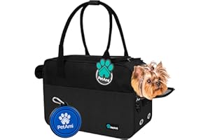 PetAmi Dog Purse Carrier for Small Dogs, Airline Approved Soft Sided Pet Carrier with Pockets, Ventilated Dog Carrying Bag for Puppy Cat, Dog Travel Supplies Bag, Sherpa Bed, Max 12 lbs, Black
