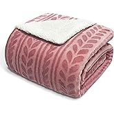 Exclusivo Mezcla Sherpa Fleece Throw Blanket, Reversible Velvet Plush Blankets and Soft Throws for Couch, Sofa, 50x70 Inches, Dusty Pink