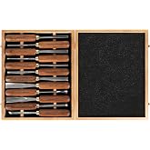 IMOTECHOM 12-Piece Wood Carving Chisel Tools Set, Sharp CR-V Steel Blades | Precision woodworking tool kit. Razor sharp 60CR-V steel blades with wooden storage box for beginners and professionals