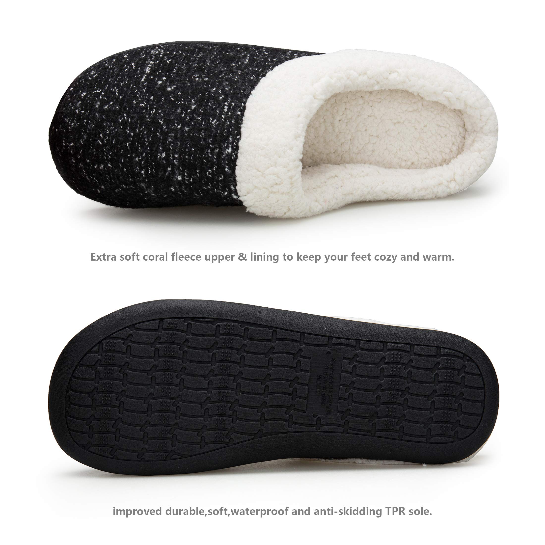 EAST LANDER Men’s Memory Foam House Slippers Washable Anti-Slip Slippers Indoor Shoes ELMT001-M1-L