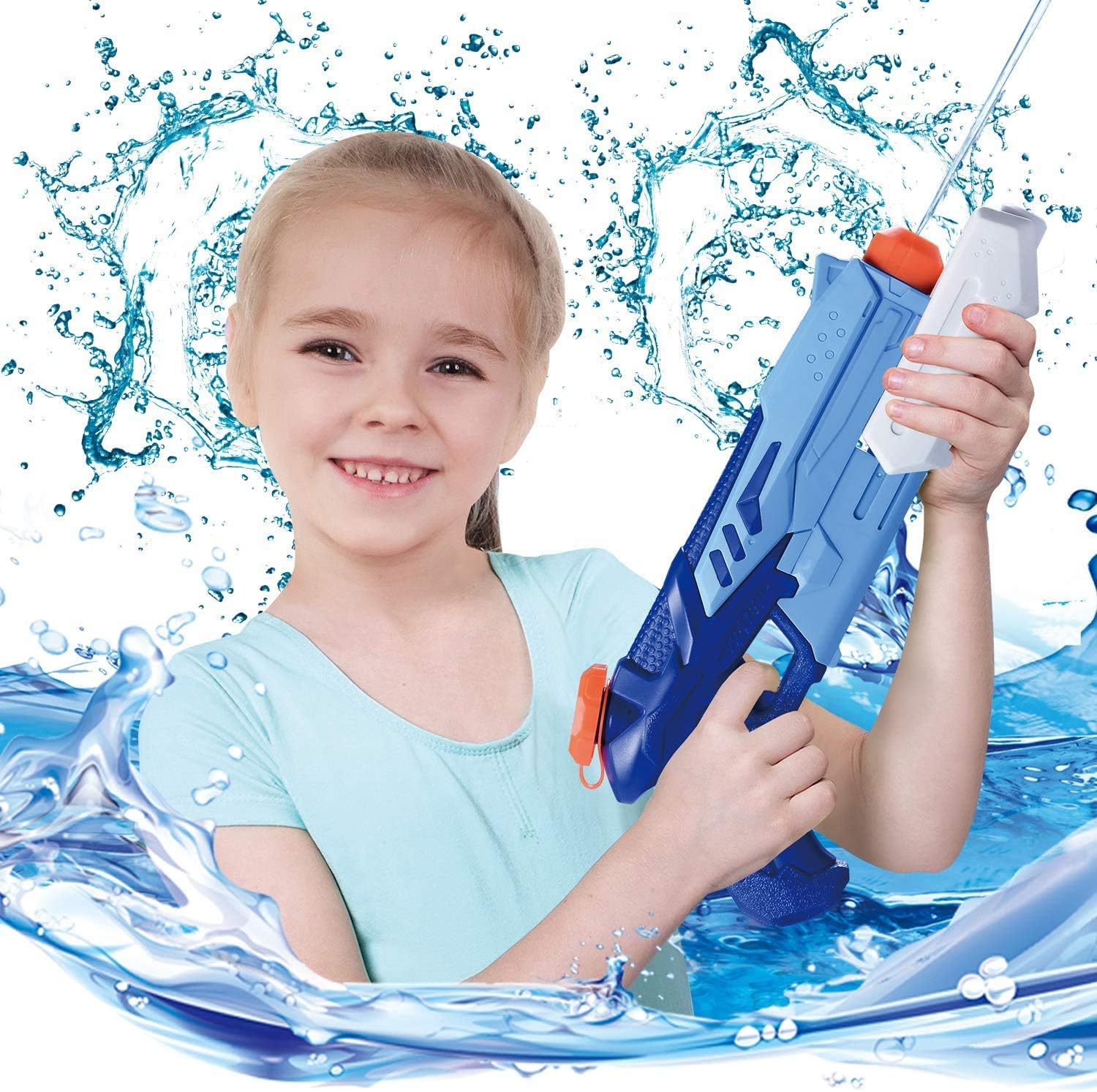 HITOP Water Guns for Kids, 2 Pack Super Squirt Guns Water Soaker Blaster 300CC Toys Gifts for Boys Girls Children Summer Swimming Pool Beach Sand Outdoor Water Fighting Play Toys: Toys & Games