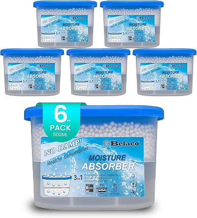 Belaco Dehumidifier Pack 3in1 Mould Moisture Odor Absorber 6 Pack
