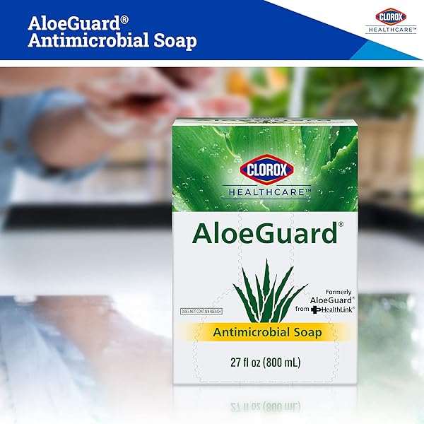 CLOROX HEALTHCARE ALOEGUARD ANTIMICROBIAL HAND SOAP REFILL BAG – LIQUID HAND WASH WITH ALOE VERA AND VITAMIN E FOR EVERYDAY USE TO SOOTHE & MOISTURIZE HANDS – FOR USE WITH SOAP DISPENSER, 27 FL OZ