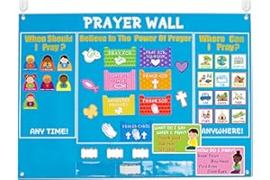 WATINC 37Pcs Prayer Wall Felt Story Board Set with Story Card, Prayer Bulletin Board Accessories, Religious Flannel Felt Stories for Preschool Kids Classroom Sunday School Home