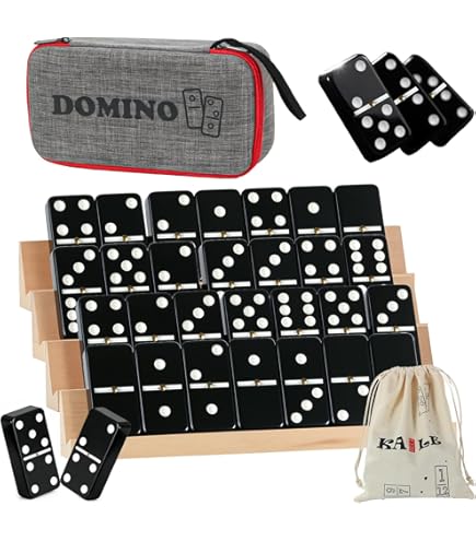 Vovotuzzi Dominos Set for Adults, Double 6 Dominoes Set with 4