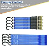Ohuhu Ratchet Straps 4 Pack 4.6m x 25mm 680kg Break Strength Blue view 7