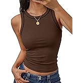 ANRABESS Womens Color Block Tank Tops High Neck Sleeveless Racerback Ribbed Knit Fitted Basic Tee Shirts 2026 Summer Clothes