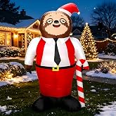 6FT Christmas Inflatables Sloth Outdoor Decorations with LED Lights | Christmas Blow up Sloth Gentleman, Christmas Blow up Yard Decorations for Outside Xmas Vacation Lawn Porch Holiday Decor