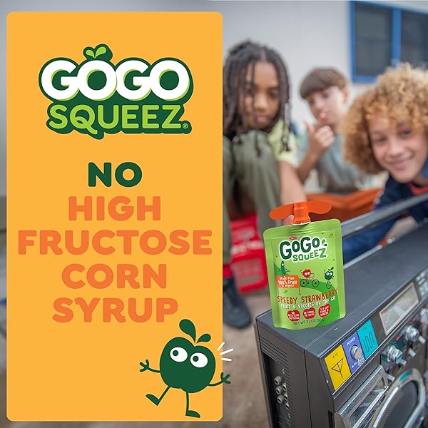 GOGO SQUEEZ NO SUGAR ADDED FRUIT & VEGGIEZ APPLESAUCE AND PUREE VARIETY PACK, SPEEDY STRAWBERRY AND BOWLIN’ BLUEBERRY, 3.2 OZ POUCHES (PACK OF 24), FRUIT SNACKS FOR KIDS, GLUTEN FREE, NUT FREE, RECLOSEABLE CAP, BPA FREE