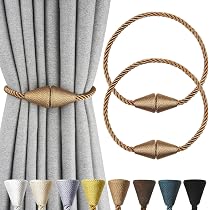 Valea Home Rustic Curtain Tiebacks - Set Of 4 Burlap Ropes With Fake Ivy Leaves For Natural Decor