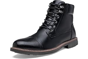 Jousen Mens Boots Leather Retro Dress Boot Cap Toe Casual Motorcycle
