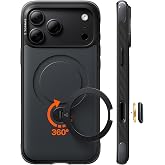 TORRAS Q3 Rugged for iPhone 18 Pro Max Case 360&deg; Magnetic Stand, Jet Black | Miltary Grade Drop Tested Phone Case for iPhone 18 Pro Max, Fit for MagSafe, 18Pro Max Kickstand, Soft Microfiber Lining