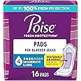 Poise Incontinence & Postpartum Pads for Bladder Leaks, 4 Drop Moderate Absorbency, Long Length, 16 Count, Packaging May Vary