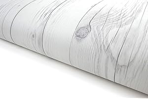 VERY BERRY STICKER Wood Panel Peel and Stick Wallpaper (19.6" x 118", Light Texture, White Grain) Waterproof and Easy to Clean Self-Adhesive Film for Any Surfaces and Furnitures