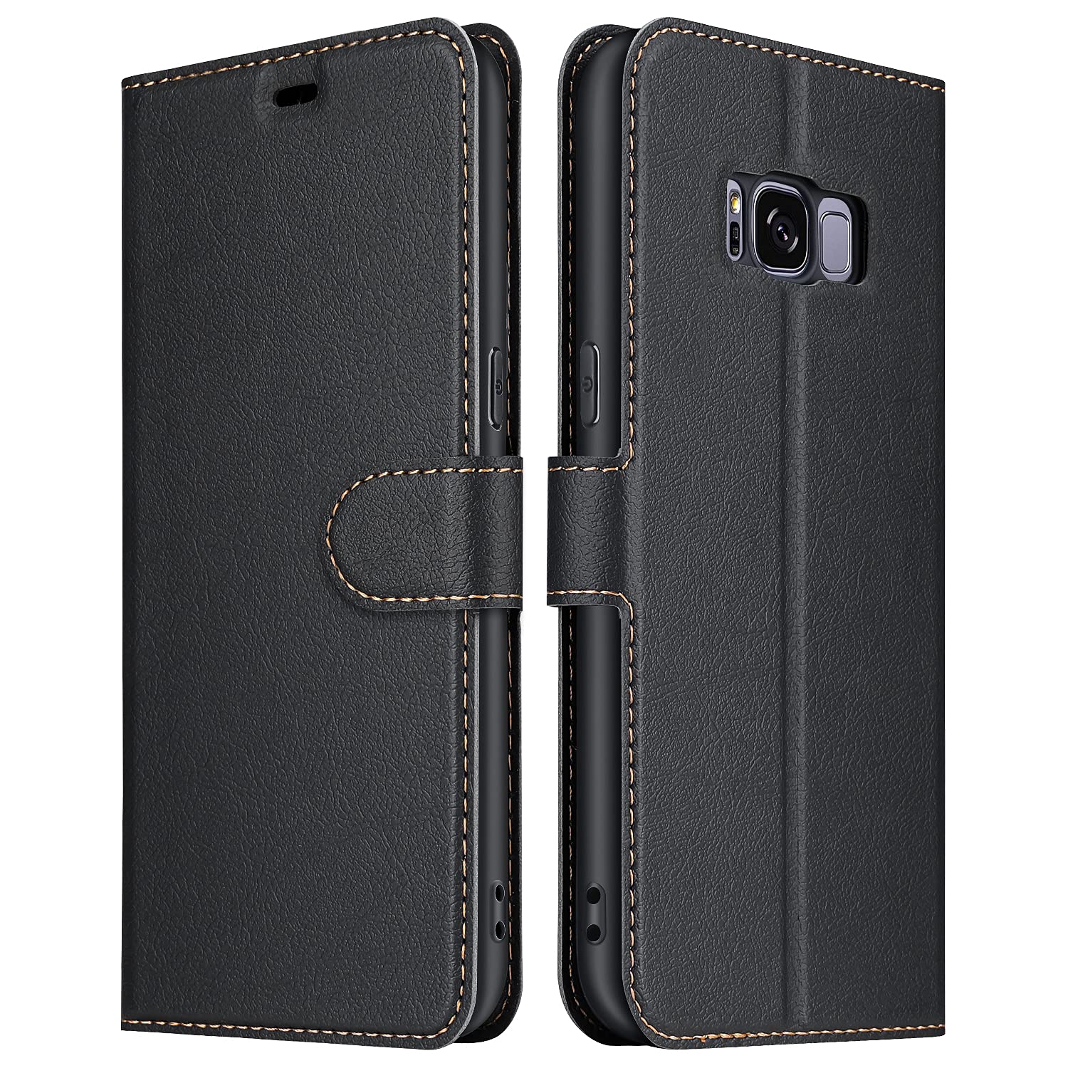 ELESNOW Phone Case for Samsung Galaxy S8, Flip Wallet PU Leather Card Holder with RFID Blocking Magnetic Closure Stand Cover for Samsung Galaxy S8 (Black)