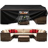 Enzeno Patio Furniture Cover Outdoor Waterproof 110" L x 82" W x 28" H | Air Vent, Waterproof Sealing Strip, Triangle Windproof Buckle, Fit for Outdoor Sectional Sofa Couch Set Dining Table Chair