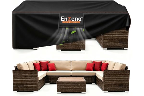 Enzeno Patio Furniture Covers Waterproof,Rectangular Outdoor Furniture Covers for Patio Table & Sofa,420D Heavy Duty Fabric P