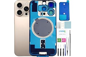 LNONLS 16 Pro Back Glass Replacement for iPhone 16 Pro Rear Back Cover Glass Waterproof and Camera Lens+Professional Repair Tool Kit (Desert Titanium)