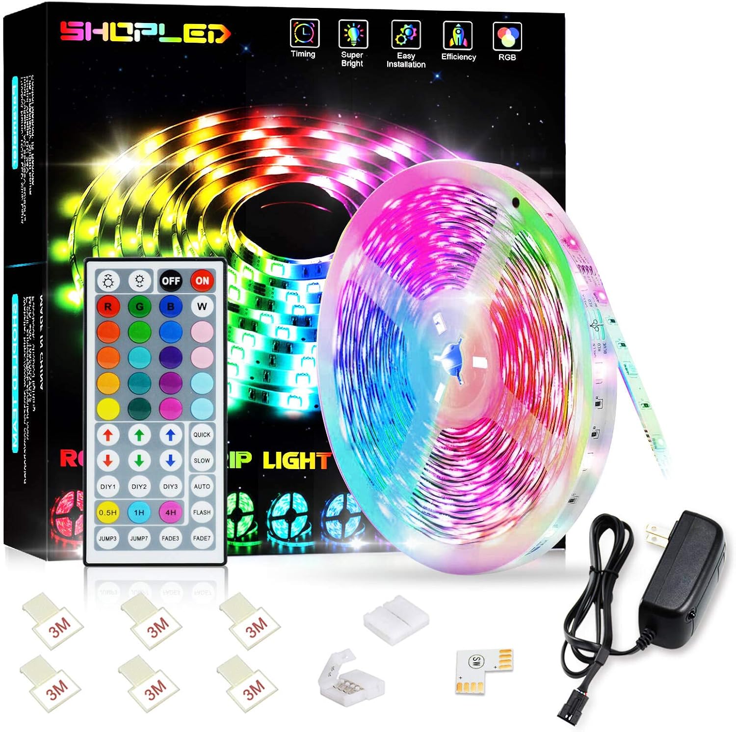 SHOPLED LED Strips Lights 5m RGB Light Strip Kit, 5050 SMD Flexible