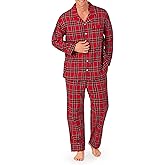 Lanz of Salzburg Mens Sleepwear & Loungewear - 100% Cotton Long Sleeve Button Down Pajama Shirt & Pants Set