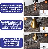 GIONAR 4pcs HSS Countersink Drill Bit Set Titanium Coated Metal Wood Chamfer view 3