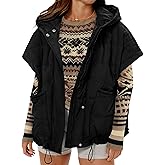 Zhiyouni Women's Quilted Puffer Vest Casual Hooded Short Sleeves Padded Jacket Poncho Outerwear