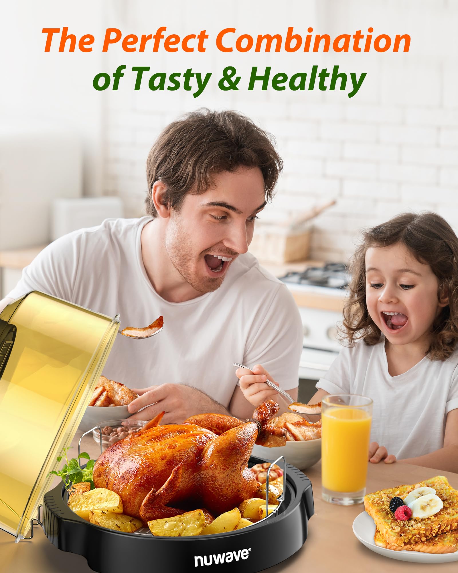 Freidora de aire Nuwave Oven Pro Plus, encimera de infrarrojos, convección avanzada 2025, sin descongelar ni precalentar, cocinar fresco o congelado, domo eléctrico duradero, 100 preajustes y 50 memorias, sin PFAS, negro