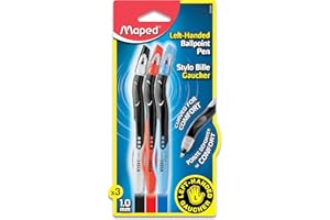 Maped - Visio Left-Handed Quick-Drying Ballpoint Pen - Innovative (Red, Black, Blue,) - 3 Pack of 1