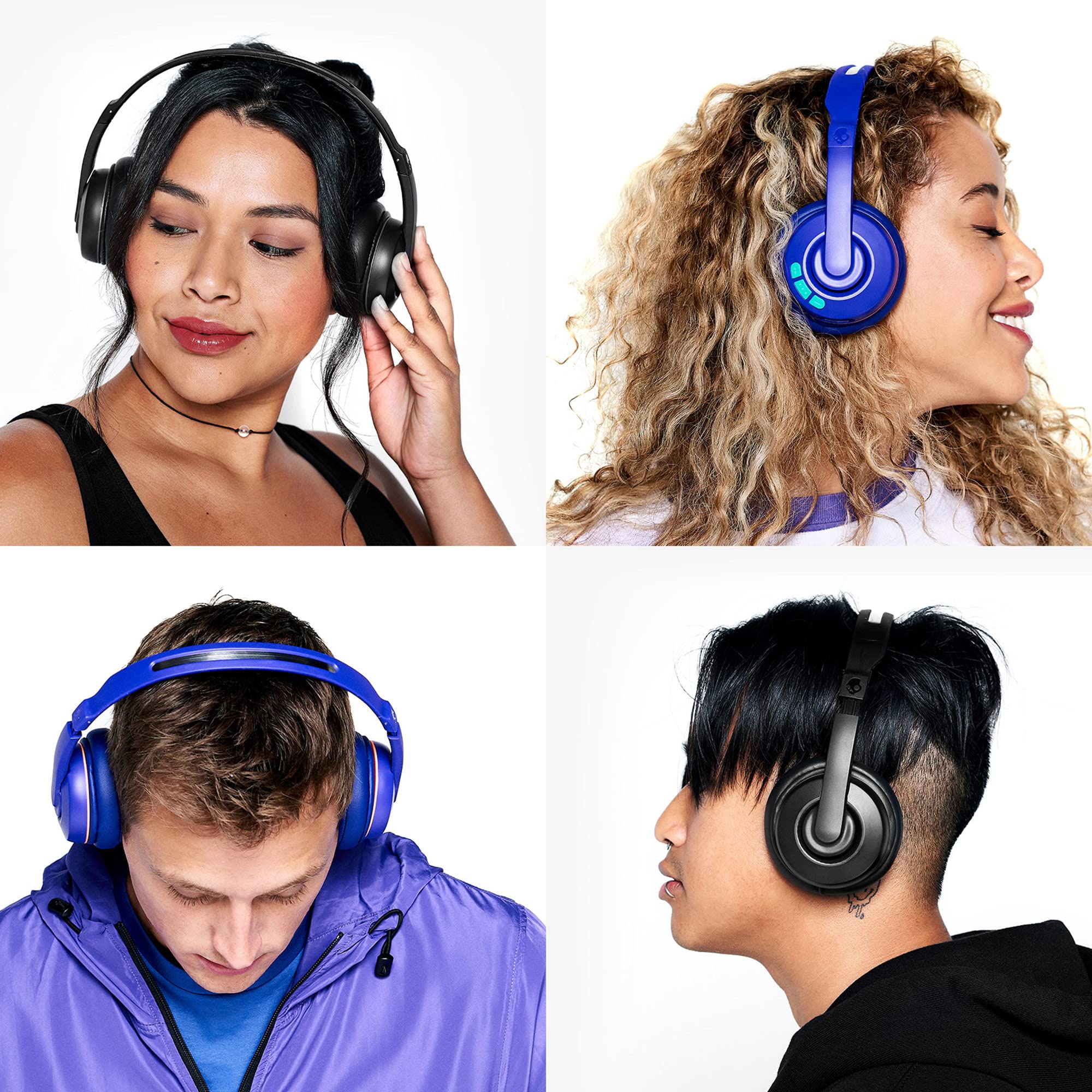 Skullcandy Cassette Wireless On-Ear Headphones, Up to 22 Hours Battery, Foldable Lightweight Design, Backup 3.5mm AUX Cable Included, Microphone for iPhone Android - Black