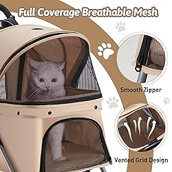 Azaeahom Pet Stroller, 4 Wheels Pet Strolling Cart