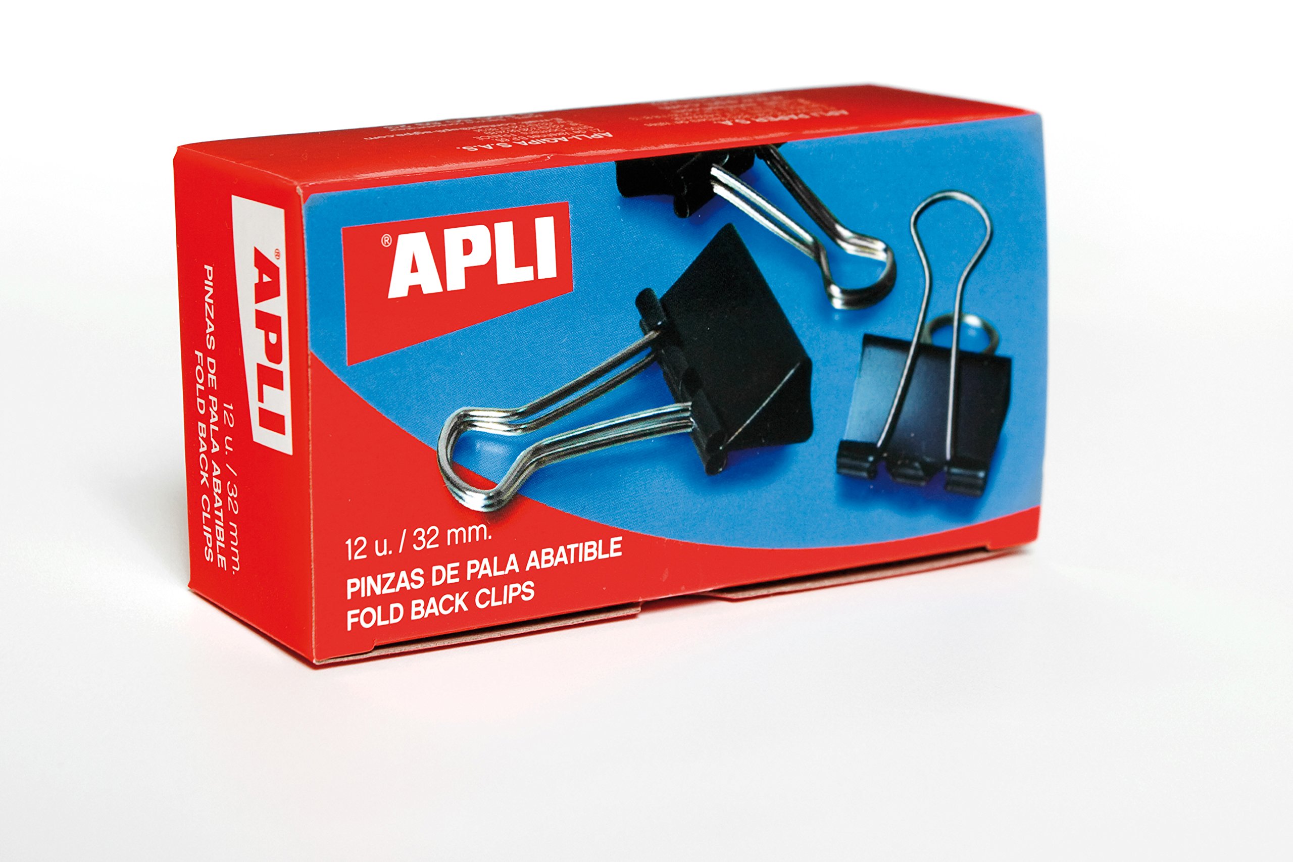 APLI 11950 Black Foldback Clips 32mm (Pack of 12)