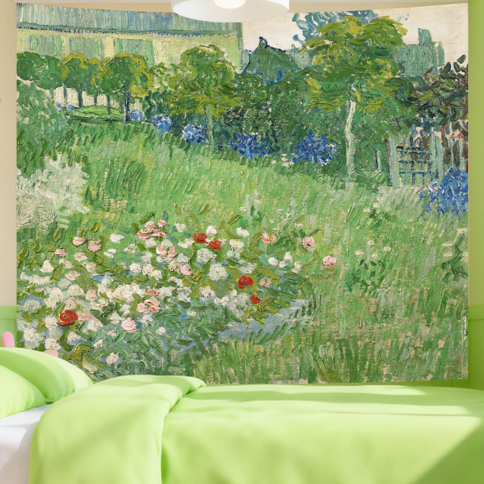 Atrippy Van Gogh Tapestry for Bedroom Wall Hanging Flower Wall Aesthetics Floral Large Art Room Decor Tapestry Wall Hanging Green Posters Background for Dorm Living Room (51''x60'')