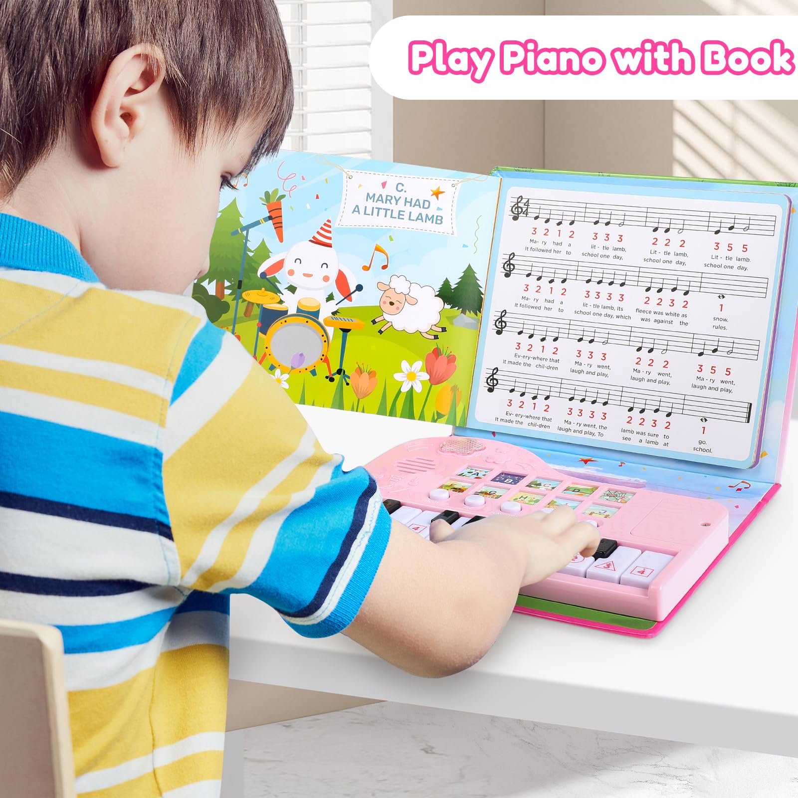 Toys for 3 Year Old Girls Gifts - Piano Book Educational Toddler Musical Toys for Kids Ages 3 4 5 6 7 8 Years Old Learning Birthday Stocking Stuffers Fillers for 2-4 3-4 3-5 3-6 5-8