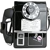 QiMing Retro dial telephone Crossbody Shoulder Bag,Pu Movable microphone Purse for Women