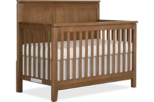 EVOLUR évolur Oakley 5-in-1 Convertible Full-Size Baby Crib in Hickory, GreenGuard Gold & JPMA, 3 Mattress Heights, Converts to Toddler, Day & Full-Size Bed, 3 Mattress Heights Safe Stylish Nursery