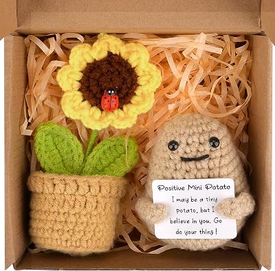 Pipihome Positive Potato Sunflower Crochet Gift Set Lovely Support Doll