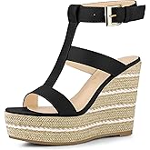 Allegra K Women's Espadrille Strappy Platform Wedges Sandals
