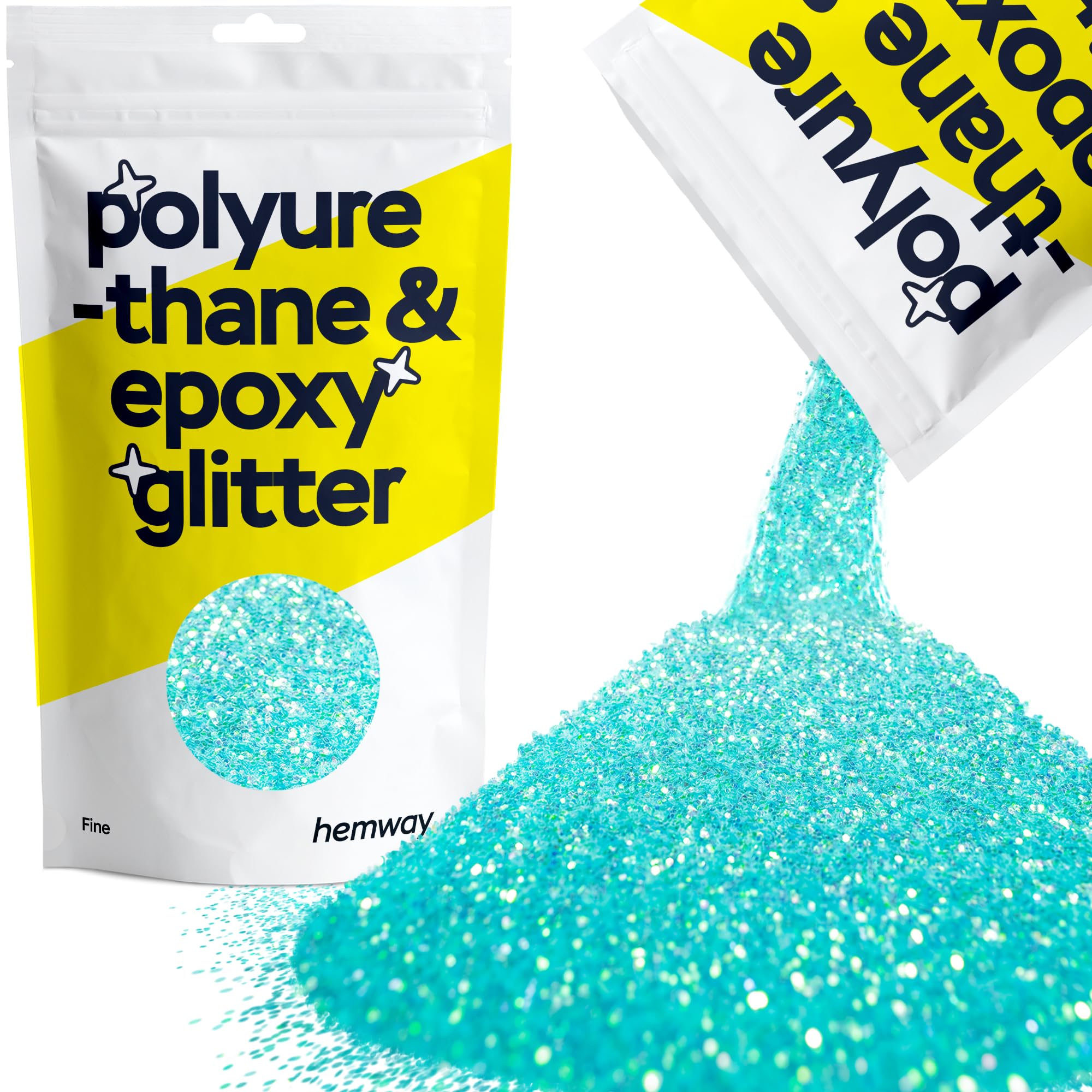 Hemway Resin Glitter Fluorescent Blue 100g Fine | Polyurethane & Epoxy Glitter for Resin Crafts, Tumblers, Coasters, Floor & Table Art