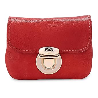 Cox Damen Damen Mini-Geldbörse aus Leder, Portemonnaie in Rot mit zwei Innenfächern (11 x 8,5 x 1,5 cm) rot OneSize