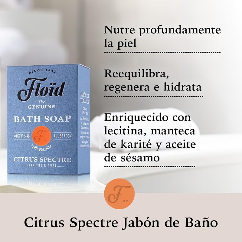 Floid Citrus Spectre Bath Sopa Pastilla Jabón de Baño con Karité, 1 ud